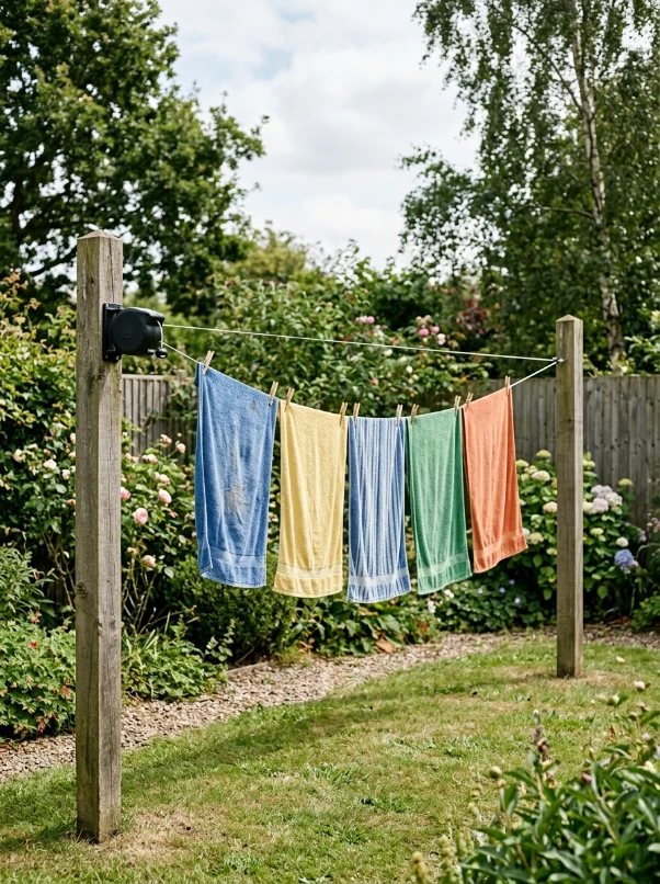 A retractable clothesline for quick towel drying