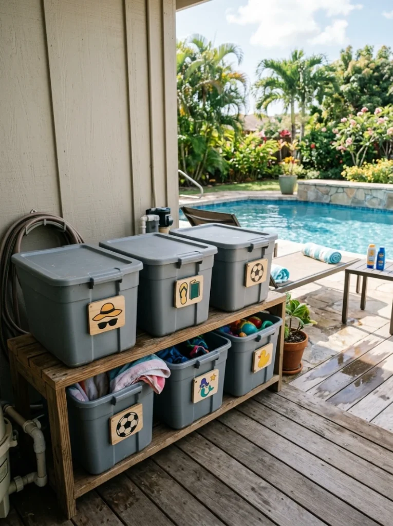 Labeled bins by family member