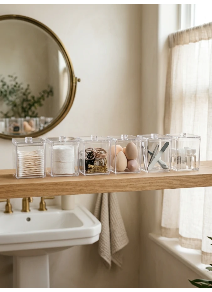 Clear containers on any open surface