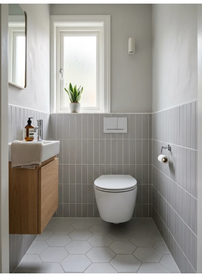 A wall-mounted toilet to free up floor space