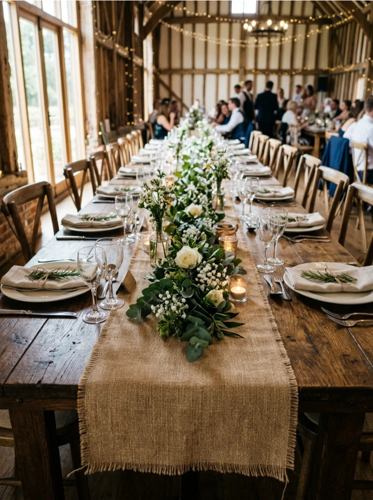 A hessian runner down the center