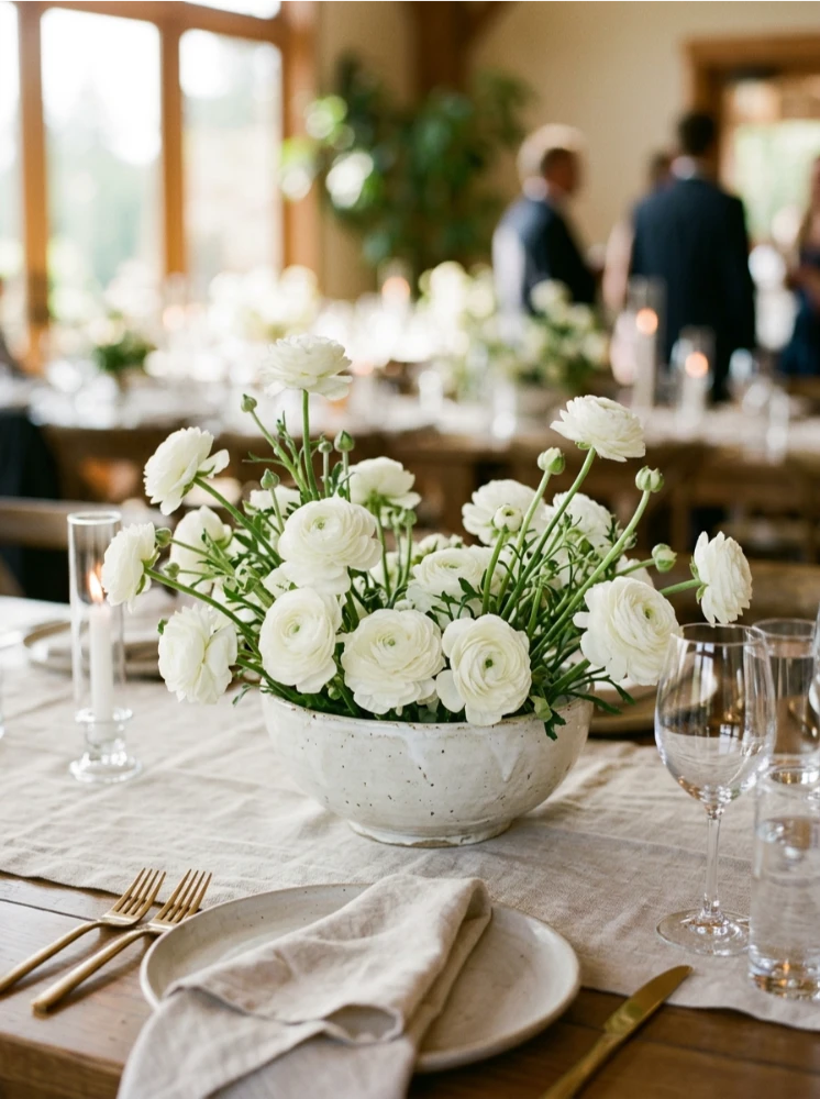 A single flower type in a low arrangement