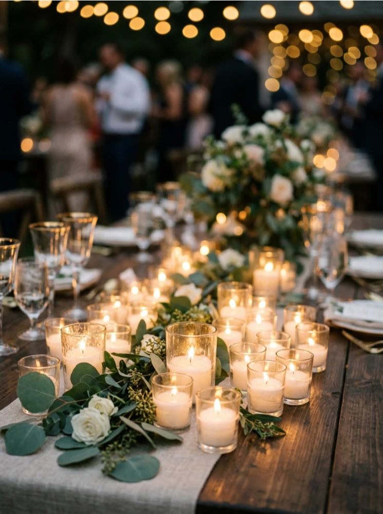 Clusters of votive candles