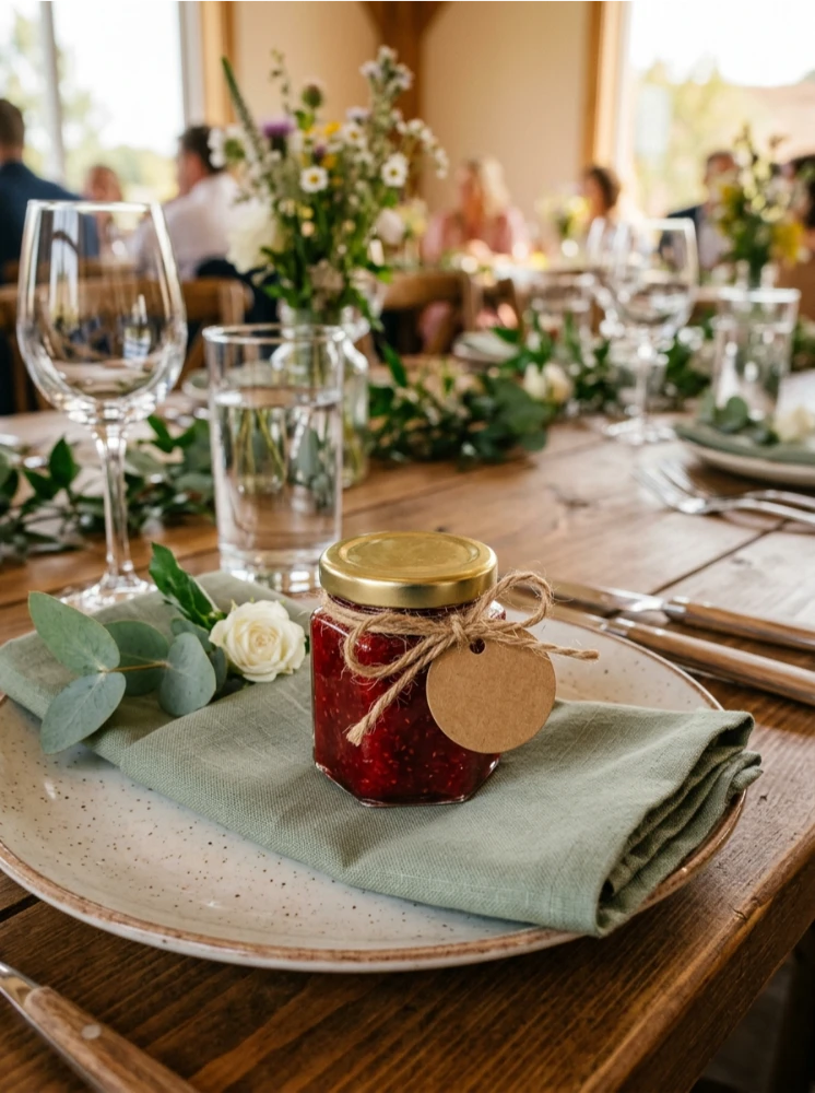 Individual jam or honey favors at each place