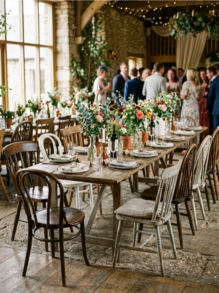 Mismatched wooden chairs