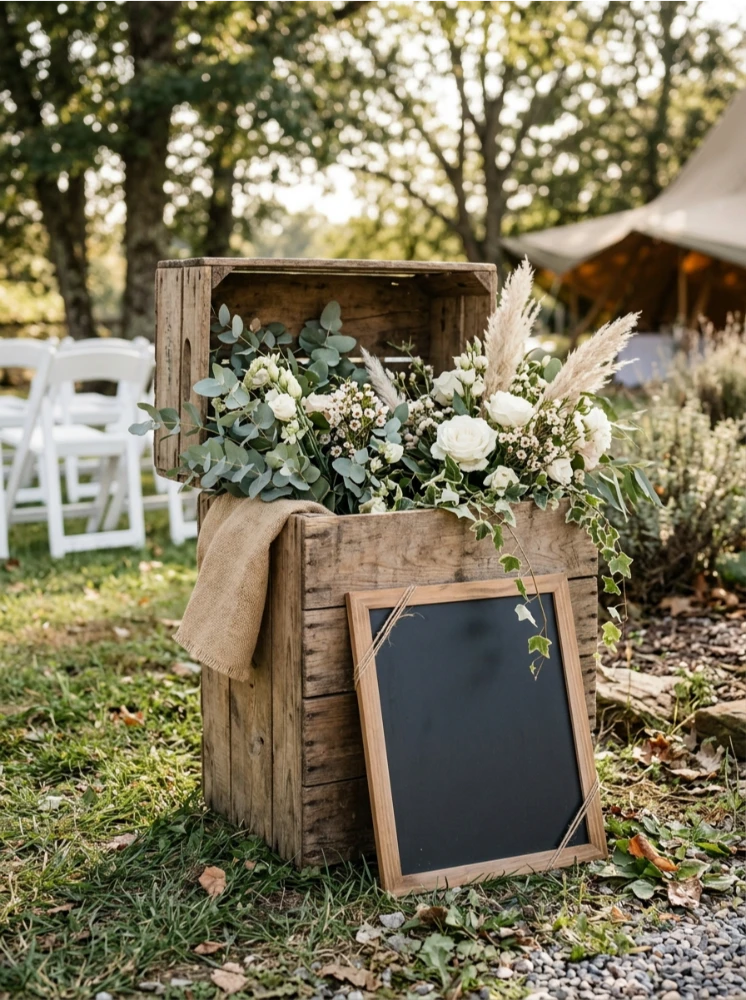 Wooden crates used as a display base