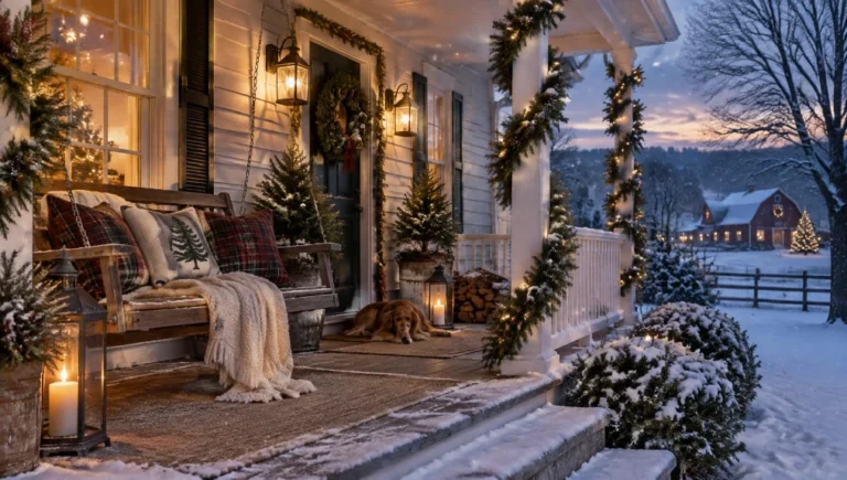 22 Farmhouse Christmas Porch Decor Ideas for Festive Charm