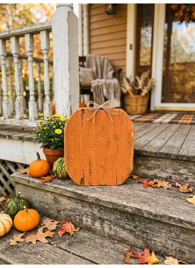 A DIY wood pumpkin