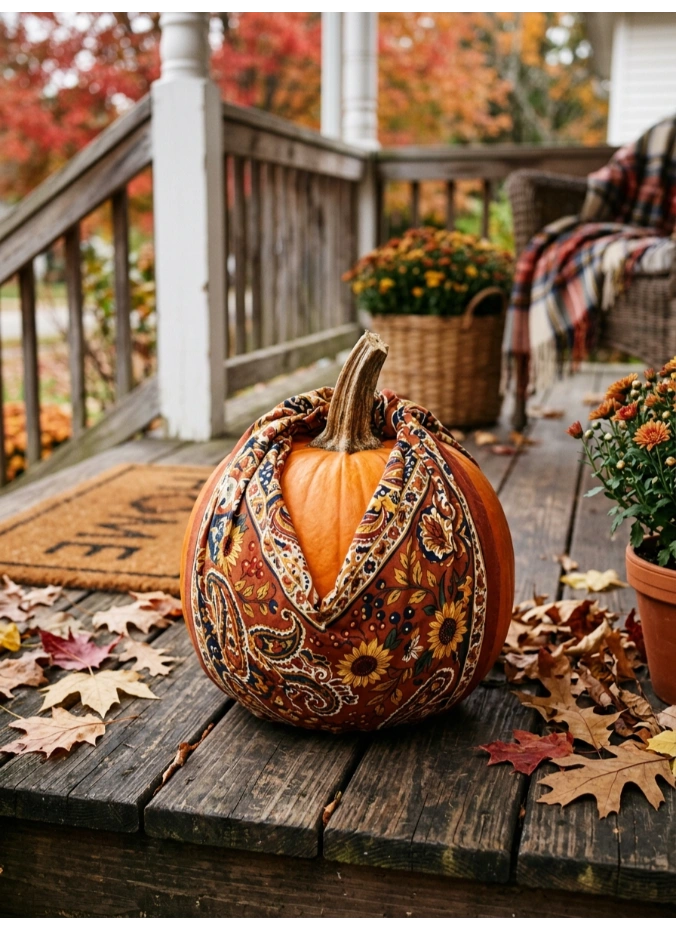 Bandana-wrapped pumpkins