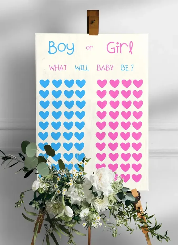 Guest prediction book at a gender reveal party