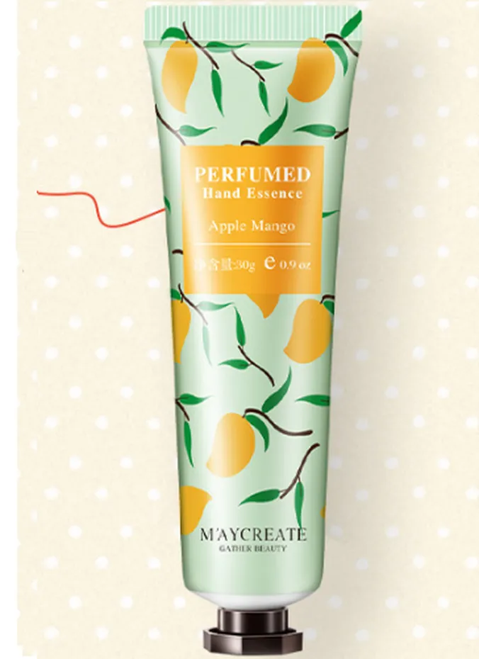 Apple scented hand cream tube with autumn styling