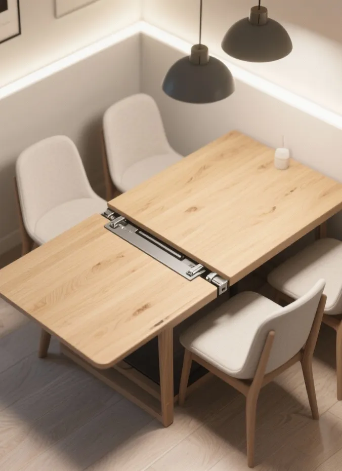Drop leaf dining table in a small kitchen with leaves raised