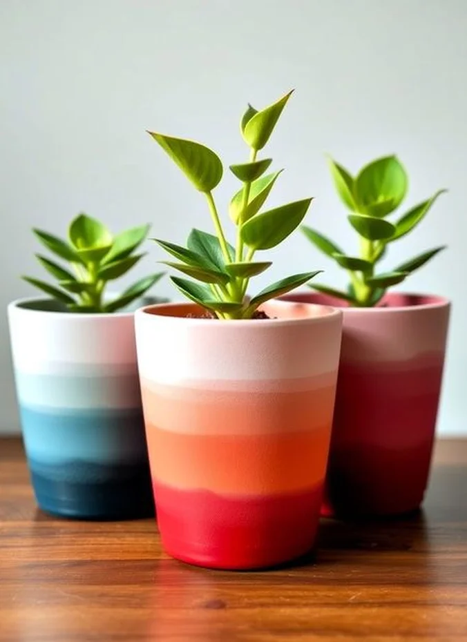 Flower pots fading in a soft ombre blend