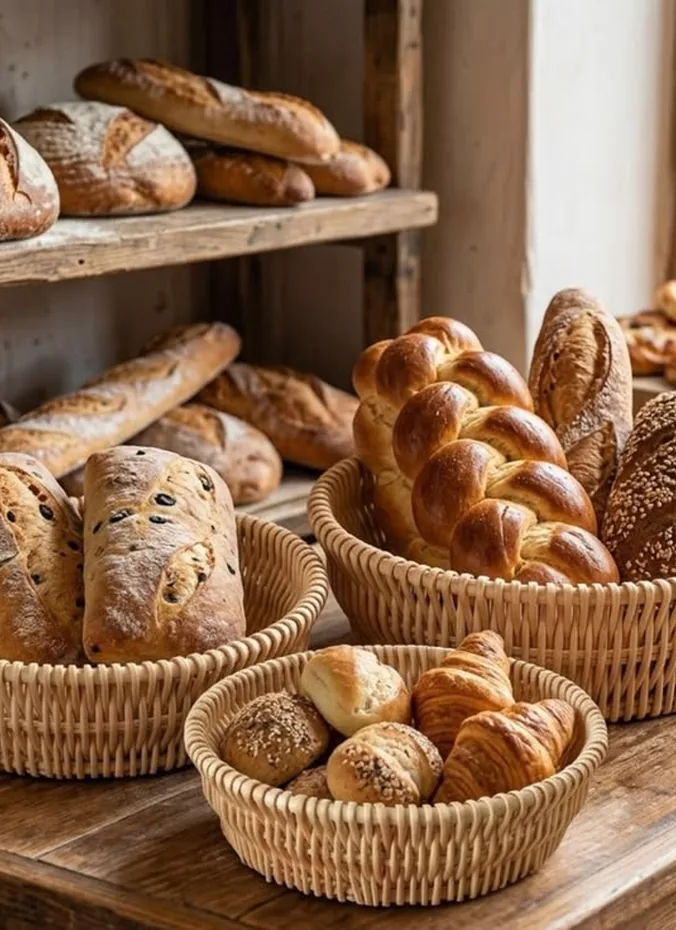 Wicker baskets used for serving food at a summer gathering
