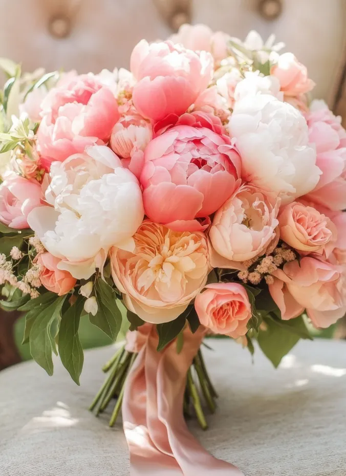 Blush peony and ranunculus wedding centerpiece